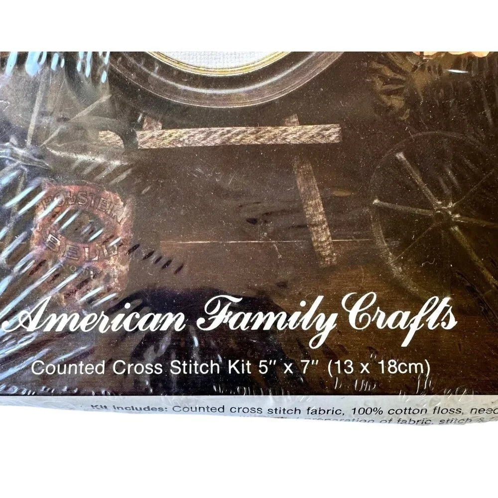 American Family Crafts Counted Cross Stitch Kit 5706 Wishing Well 5 x 7  Frame